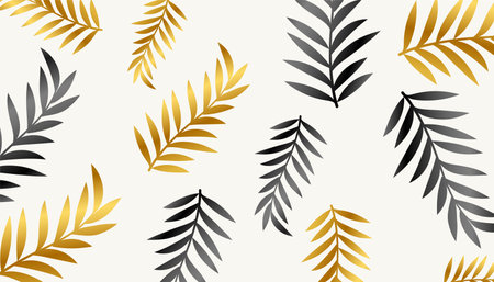 nice golden and black leaves pattern background designのイラスト素材