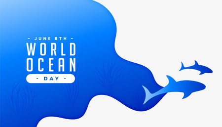 8th june world ocean day concept background in paper cut style vectorのイラスト素材
