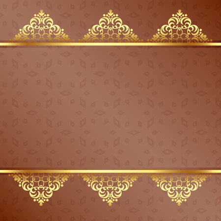 arabic style golden floral border for weeding or greeting card design vectorのイラスト素材