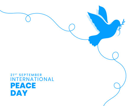 21st september world peace day poster with dove bird in papercut style vectorのイラスト素材