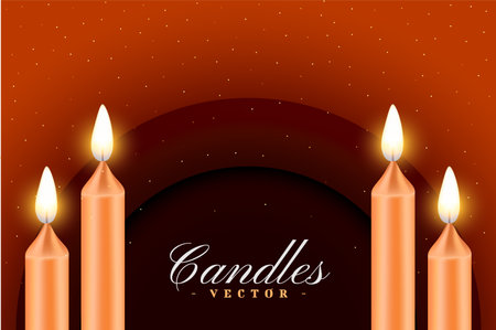 3d realistic burning party candle with fire flame background vectorのイラスト素材