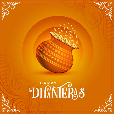 indian festival happy dhanteras celebration background for ganpati blessing vectorのイラスト素材