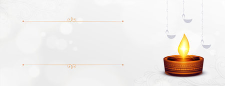 clean shubh deepavali wishes banner with text space and diyaのイラスト素材