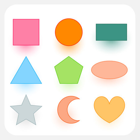 line style colorful basic geometric shapes in set vectorのイラスト素材