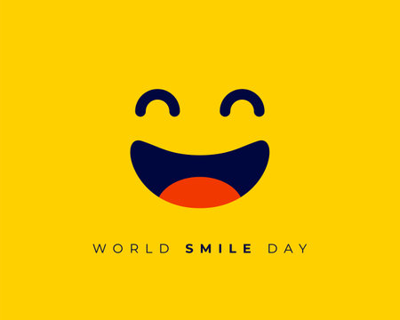 celebrate world smile day event with laughing cartoon face background vectorのイラスト素材