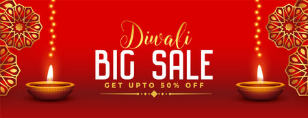 decorative happy diwali big sale and offer bannerのイラスト素材