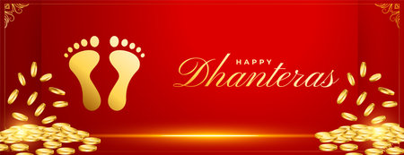 traditional happy dhanteras cultural banner for festive decor vectorのイラスト素材