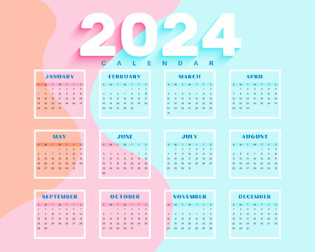 creative 2024 office wall template with schedule weeks and days design vectorのイラスト素材