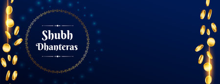 shubh dhanteras cultural event banner for ganpati and laxmi pooja vectorのイラスト素材