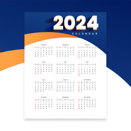2024 annual planner calendar template schedule events or tasks vectorのイラスト素材