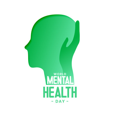 creative world mental heath day concept poster in papercut style vectorのイラスト素材