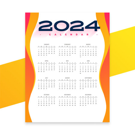 2024 monthly planner calendar template with schedule months and dates design vectorのイラスト素材