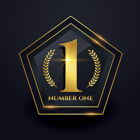 golden number 1 success sign with laurel design vectorのイラスト素材