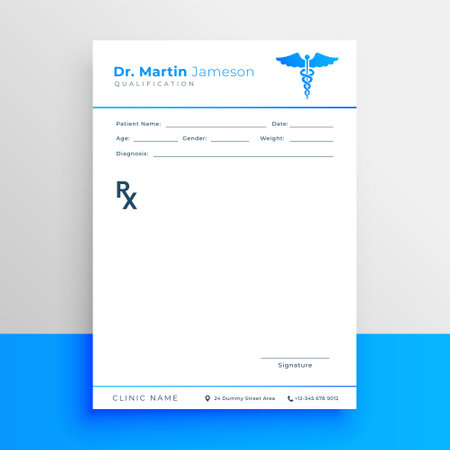 modern blank Rx prescription form brochure for medical treatment vectorのイラスト素材