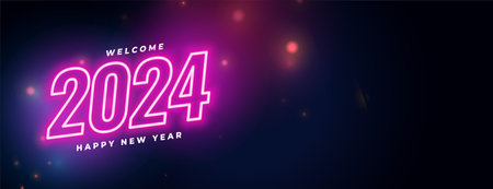 neon style 2024 new year eve celebration wallpaper design vectorのイラスト素材