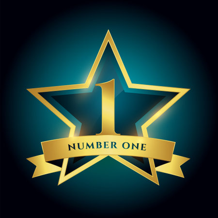 shiny and golden number one star label design vectorのイラスト素材