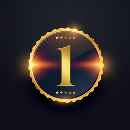 golden number one winning symbol with shiny light effect vectorのイラスト素材