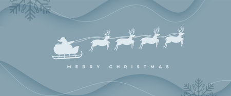 merry christmas festive snowflake banner with papercut santa sleigh vectorのイラスト素材
