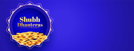 happy dhanteras cultural event banner celebrate festival of prosperity vectorのイラスト素材