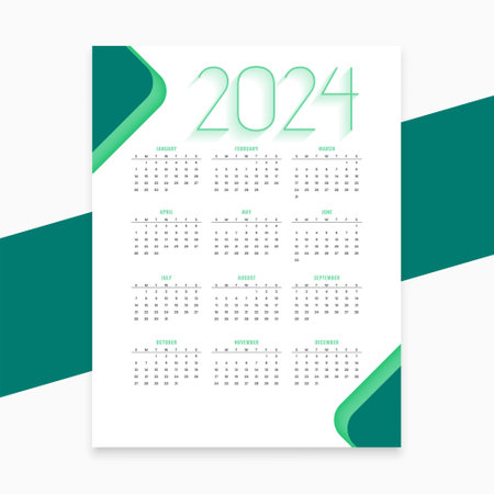 modern style 2024 new year calendar layout organize time and task vectorのイラスト素材