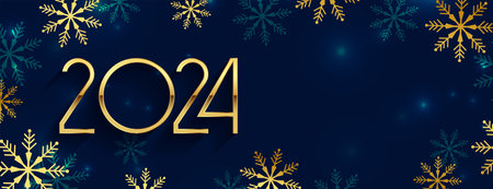2024 new year winter festival banner with snowflake design vectorのイラスト素材