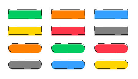 set of colorful web button element icon design vectorのイラスト素材