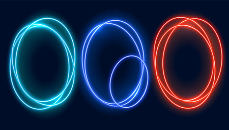 pack of three glowing led empty frame banner with empty space vectorのイラスト素材