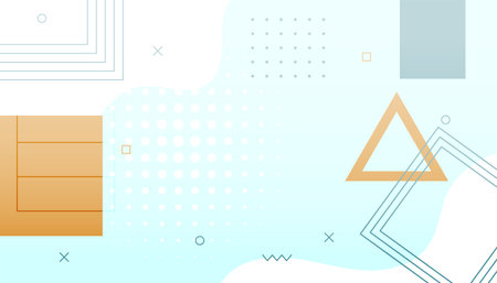 memphis style geometric backdrop banner with halftone element vectorのイラスト素材