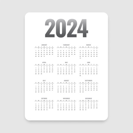 clean 2024 new year calendar layout for event planner vectorのイラスト素材