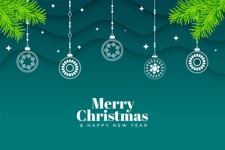 merry christmas party invitation template with green fir branch vectorのイラスト素材