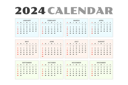 2024 new year calendar template a printable design vectorのイラスト素材