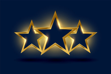 3d style golden star rating with light and shadow effect vectorのイラスト素材