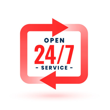 always open 24 hour help assistance template for communication vectorのイラスト素材