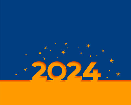creative 2024 lettering new year eve card in papercut style vectorのイラスト素材