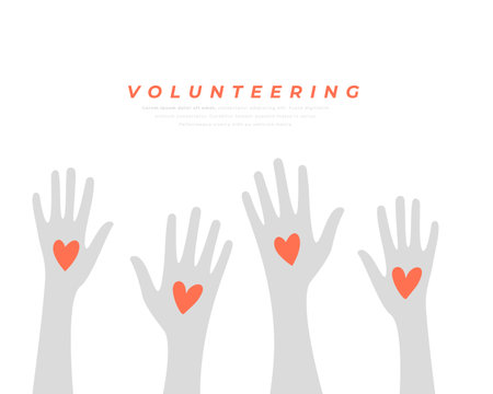 volunteering solidarity hands up with love heart design vectorのイラスト素材