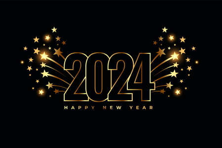 happy new year 2024 celebration background with bursting star decoration vectorのイラスト素材
