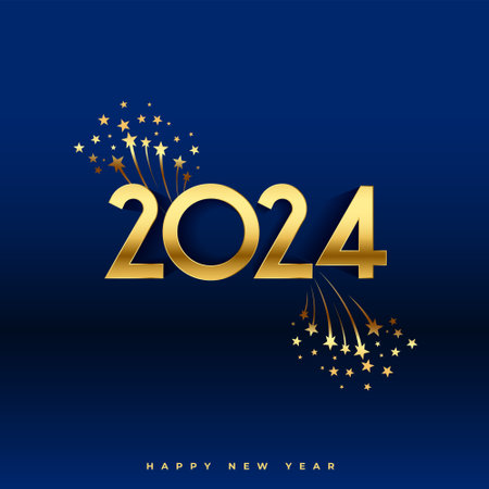 happy new year 2024 greeting background with bursting star vector