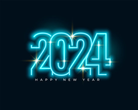 neon style glowing 2024 new year eve background design vectorのイラスト素材