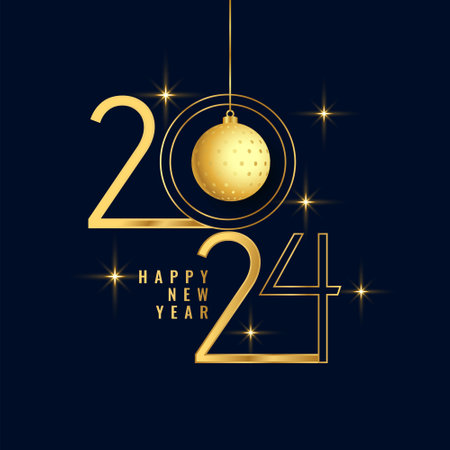 2024 new year wishes background with hanging bauble design vectorのイラスト素材