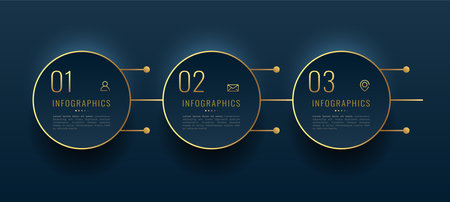 creative three step golden flowchart banner for web marketing vectorのイラスト素材