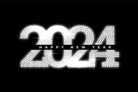 silver glittering 2024 new year party invitation background vector