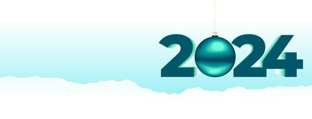 happy new year 2024 bauble wallpaper with text space vectorのイラスト素材