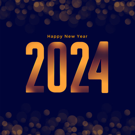 2024 new year invitation background with bokeh effect vector