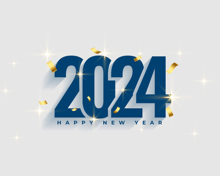 happy new year 2024 invitation background with golden confetti vectorのイラスト素材