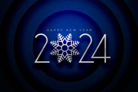 happy new year 2024 winter festival background with snowflake design vectorのイラスト素材