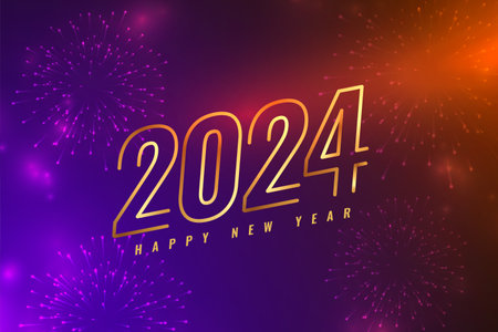 line style 2024 new year firework celebration background design vectorのイラスト素材
