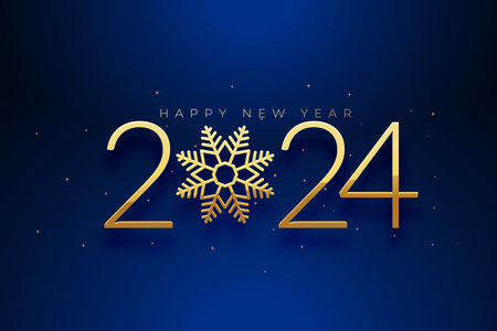 2024 new year eve celebration background with golden snowflake vectorのイラスト素材