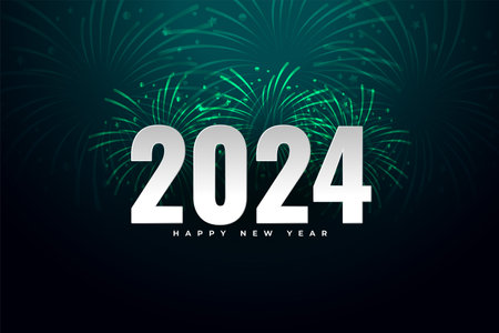 decorative happy new year 2024 background with firework bursting vector