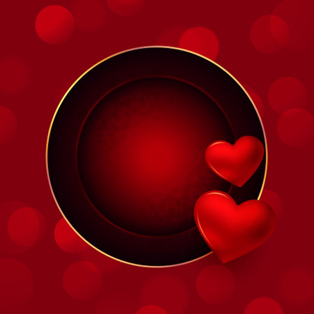 valentines day empty frame background with 3d love heart vectorのイラスト素材