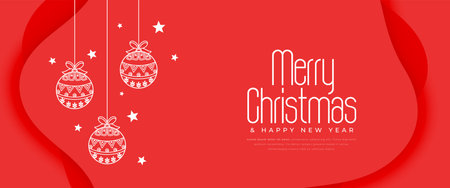 merry christmas eve wishes banner with hanging bauble vectorのイラスト素材